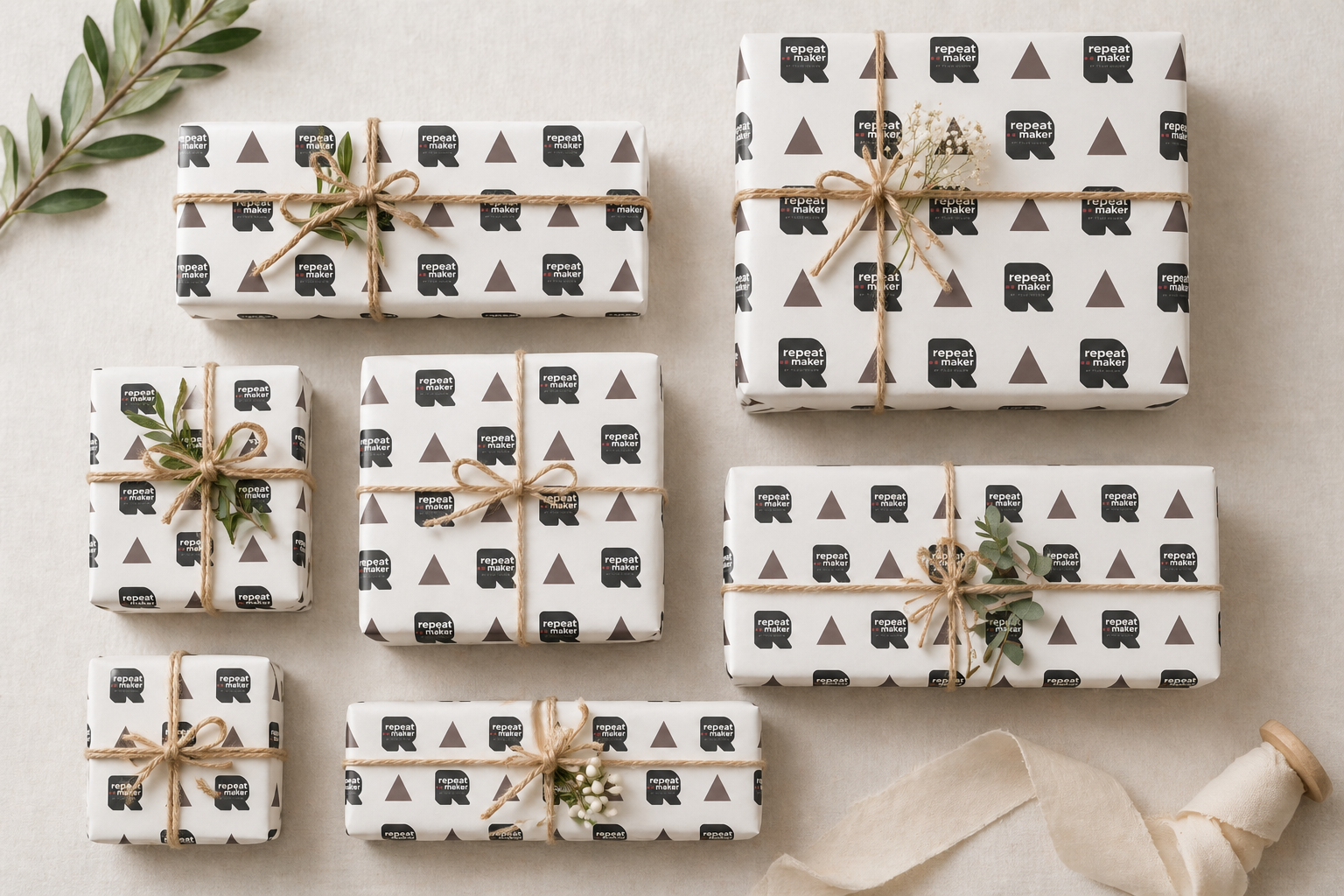 Custom wrapping paper with repeating pattern created using Repeat Maker